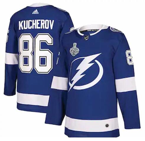 Youth Tampa Bay Lightning #86 Nikita Kucherov Blue Stanley Cup Finals Stitched Jersey